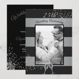 Convite Aniversário de 25 anos de Casamento Foto Preto Pra