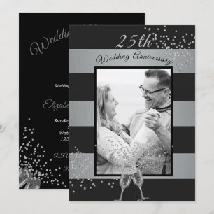 Convite Aniversário de 25 anos de Casamento Foto Preto Pra