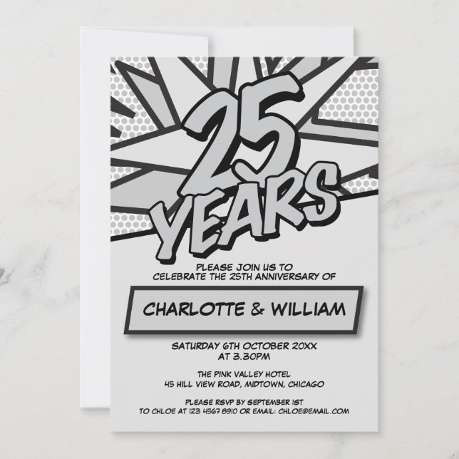 Convite Aniversário de 25 anos de Casamento Fun Comics (Frente)