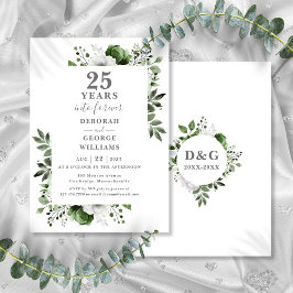 Convite Aniversário de 25 anos de Casamento Monograma Flor