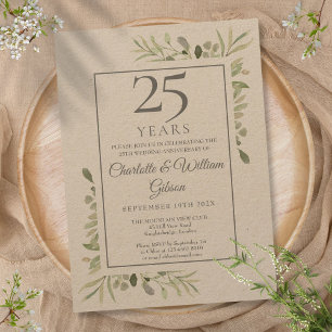 Convite Aniversário de 25 anos de Casamento Prateado Rústi