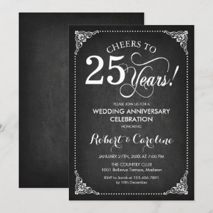 Convite Aniversário de 25 anos de Casamento - Quadro Negro