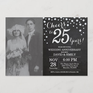 Convite Aniversário de 25 anos de Casamento Quadro Negro P