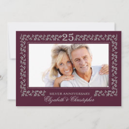 Convite Aniversário de 25 anos de Casamento Roxo Prata Fot