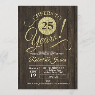 Convite Aniversário de 25 anos de Casamento Rústico - Made