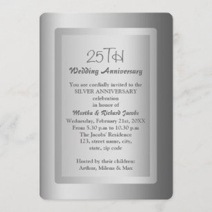 Convite Aniversário de 25 anos de casamento Silver Border