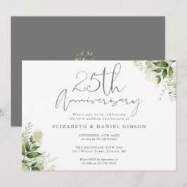 Convite Aniversário de 25 Anos de Casamento Silver Script 