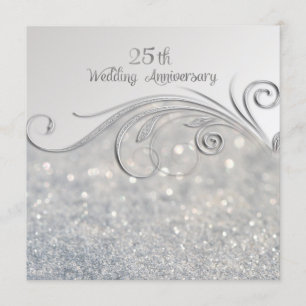 Convite Aniversário de 25 anos de Casamento Sparkle Silver