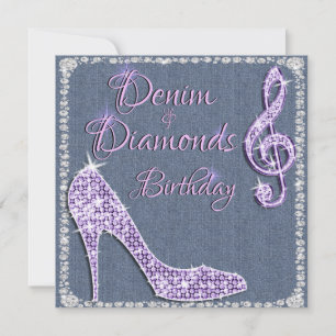Convite Aniversário de 25 anos Denim & Diamonds Lilás