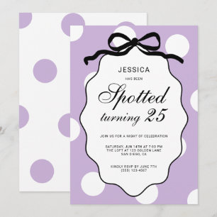 Convite Aniversário de 25 anos do Purple Polka Dot Spotted