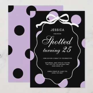 Convite Aniversário de 25 anos do Purple Polka Dot Spotted