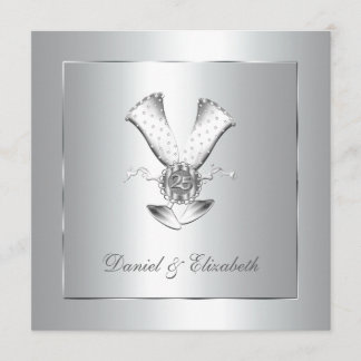 Convite Aniversário de 25 de Casamento de Vidros de Champa