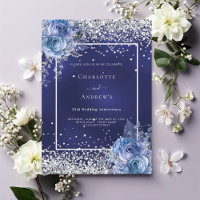 Aniversário de 25 de prata dos florais azuis