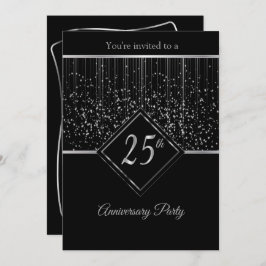 Convite Aniversário de 25 Silver com estrelas