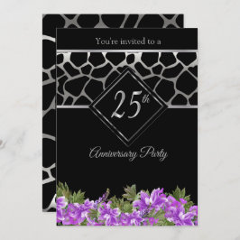 Convite Aniversário de 25 Silver com Lavanda Floral