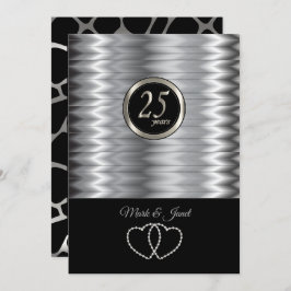 Convite Aniversário de 25 Silver - Padrão de Girafa 🦒