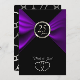 Convite Aniversário de 25 Silver - Padrão Girafa