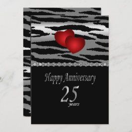 Convite Aniversário de 25 Silver - Padrão Zebra - Amor