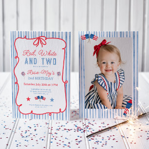 Convite Aniversário de 2 anos American Red White Two