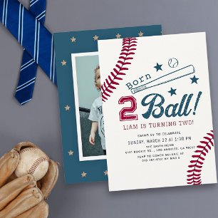 Convite Aniversário de 2 anos Born 2 Ball Baseball