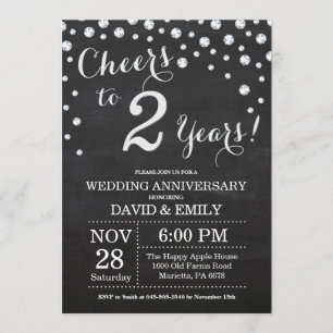 Convite Aniversário de 2 anos de Casamento Quadro Negro Pr