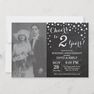Convite Aniversário de 2 anos de Casamento Quadro Negro Pr