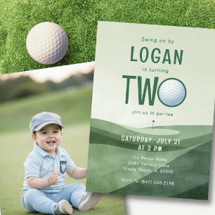Convite Aniversário de 2 anos de Golfe Par-tee Foto Aquare