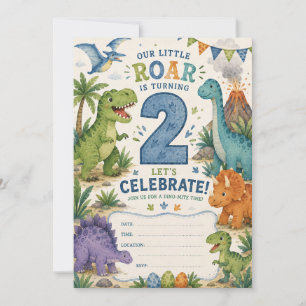 Convite Aniversário de 2 anos Dino-Mite