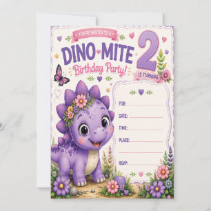 Convite Aniversário de 2 anos Dino-Mite da Pebbles