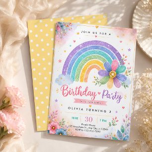 Convite Aniversário de 2 anos do Arco-íris Pastel