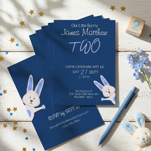 Convite Aniversário de 2 anos do Coelho Azul Caprichoso Mo