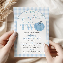 Convite Aniversário de 2 anos do menino com abóbora preppy
