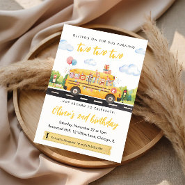 Convite Aniversário de 2 anos do ônibus escolar Two Two Tw