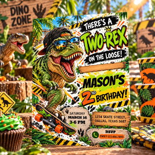 Convite Aniversário de 2 anos do Skateboard Dois Rex Dinos