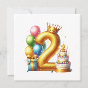 Convite Aniversário de 2 anos dourado
