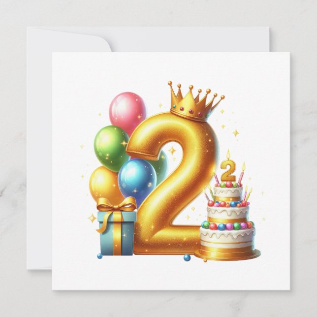 Convite Aniversário de 2 anos dourado (Frente)
