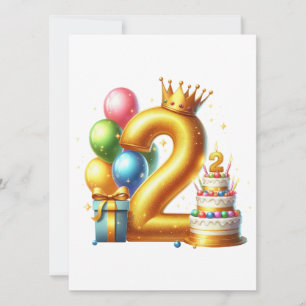 Convite Aniversário de 2 anos dourado