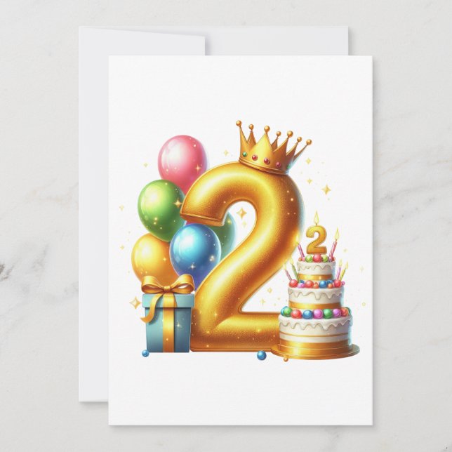 Convite Aniversário de 2 anos dourado (Frente)