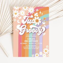 Convite Aniversário de 2 anos Groovy Hippie Retro dos anos