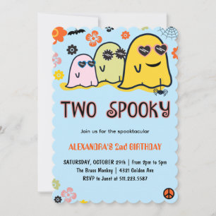 Convite Aniversário de 2 anos Halloween assombroso fantasm