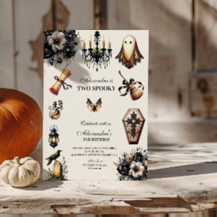 Convite Aniversário de 2 anos Halloween Gótico Vintage Ass