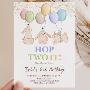 Convite Aniversário de 2 anos Hop Two It Páscoa