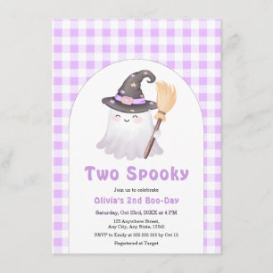 Convite Aniversário de 2 anos Purple Gingham Duas Bruxas n