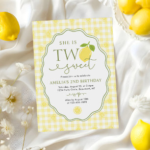 Convite Aniversário de 2 anos Temático Gingham Limão Cítri
