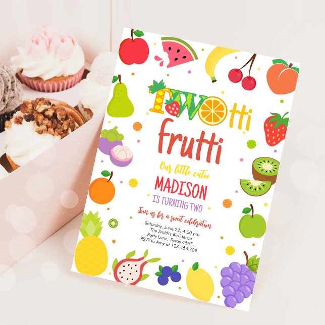 Convite Aniversário de 2 anos Two-tti Frutti Twotti Frutas (Criador carregado)