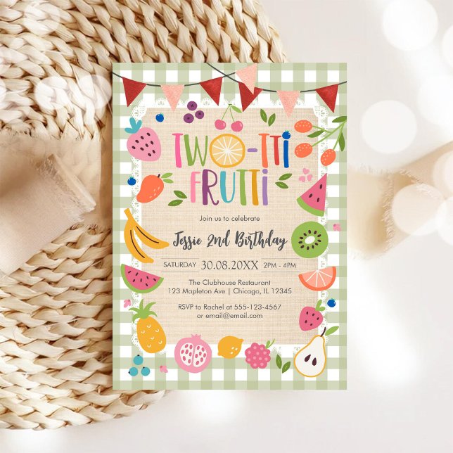 Convite Aniversário de 2 anos Two-tti Frutti Twotti Frutas (Criador carregado)