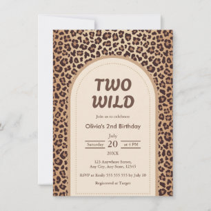 Convite Aniversário de 2 anos Two Wild com estampa de leop