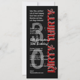 Convite aniversário de 30 anos, 30, 3, Tall Vermelho Negro