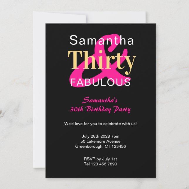 Convite aniversário de 30 anos 30 e Fabuloso Partido (Frente)