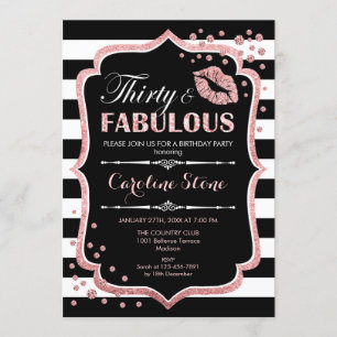 Convite aniversário de 30 anos - 30 fabulosas Rosa preto D